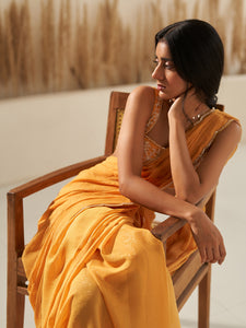 Marigold Draped Saree Set