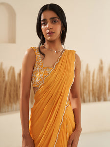 Marigold Draped Saree Set