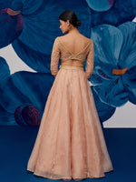 Load image into Gallery viewer, Starflower Rose Gold Silk Organza Lehenga Set

