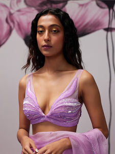 Angel Purple Draped Saree Set