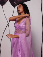 Load image into Gallery viewer, Angel Purple Draped Saree Set
