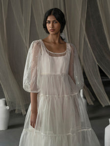 Astral Off-White Tiered Dress