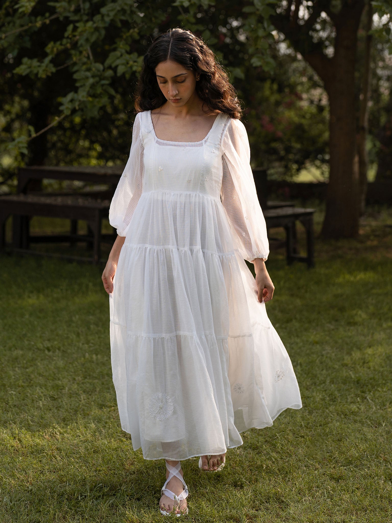 Stellar White Tiered Dress