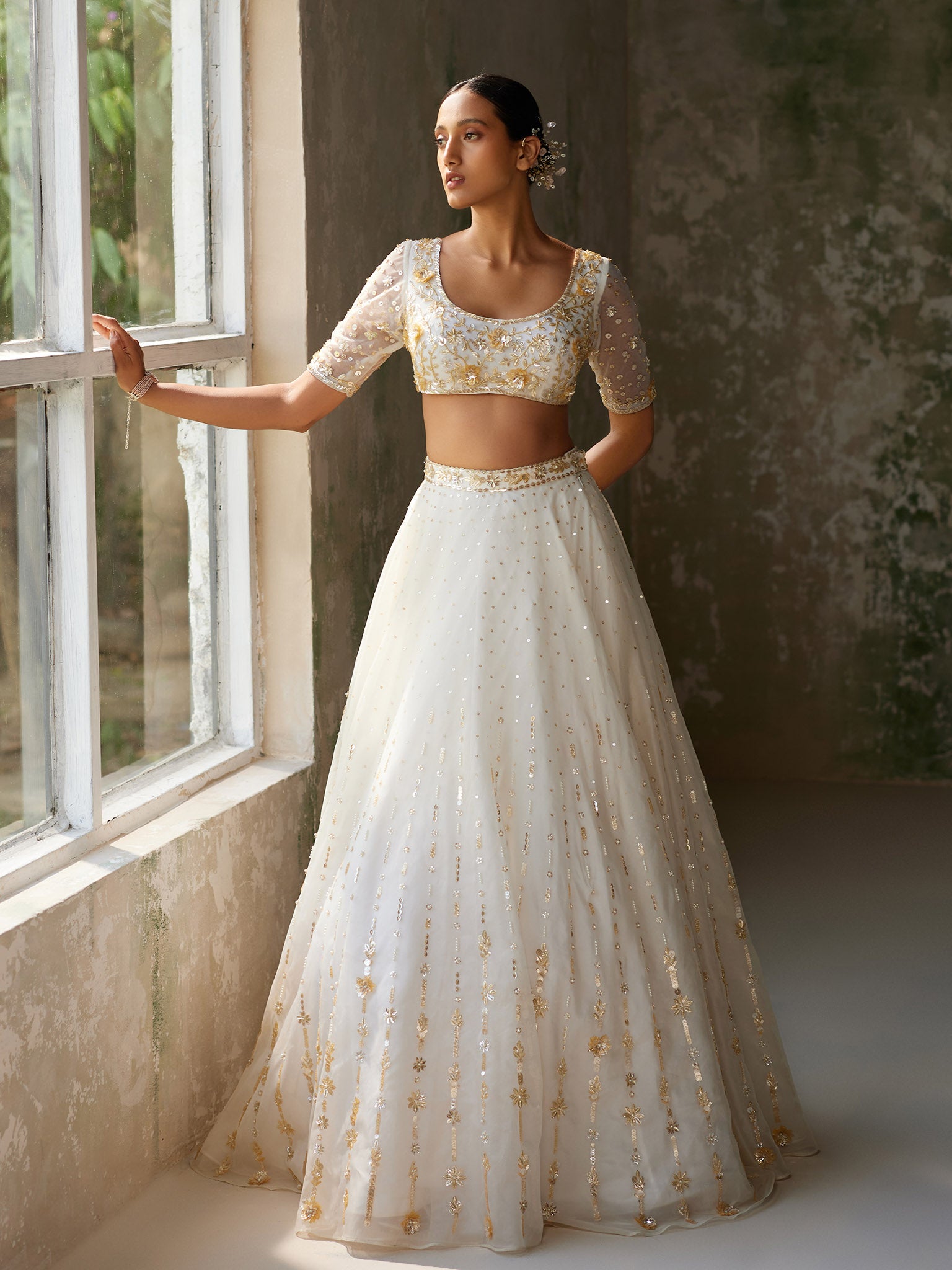 Freesia Ivory Silk Organza Lehenga Set