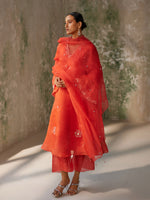 Load image into Gallery viewer, Enigma Red Silk Organza Kurta Set
