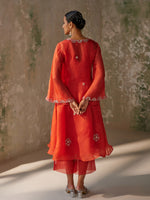 Load image into Gallery viewer, Enigma Red Silk Organza Kurta Set
