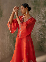 Load image into Gallery viewer, Enigma Red Silk Organza Kurta Set
