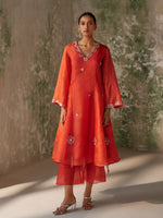 Load image into Gallery viewer, Enigma Red Silk Organza Kurta Set
