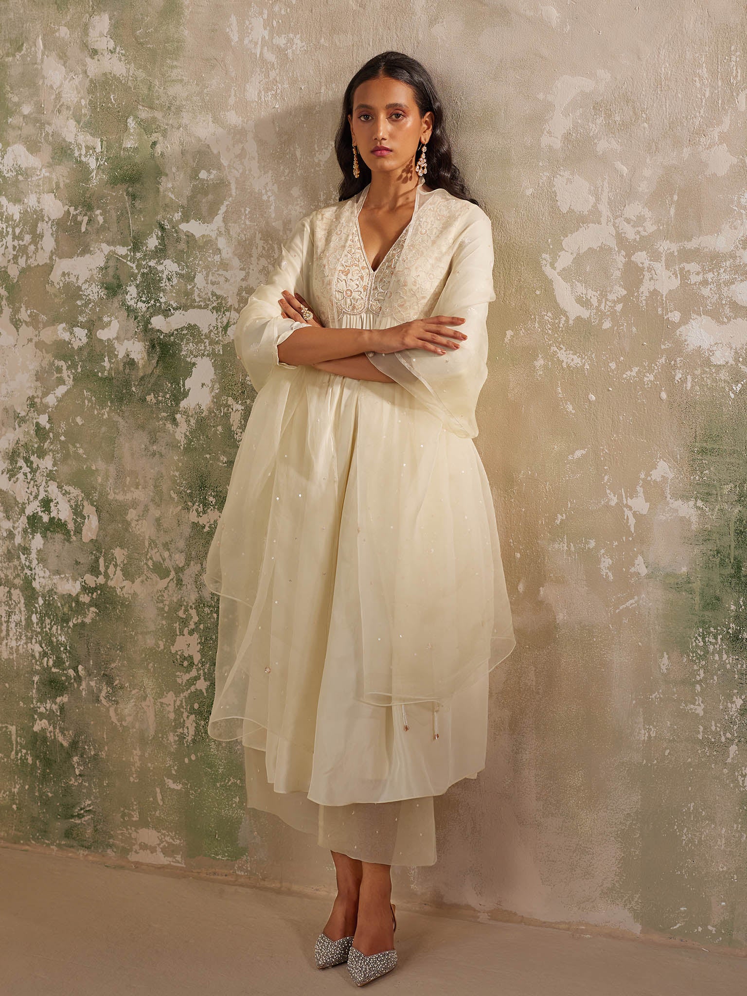 Oasis Cream Silk Kurta Set