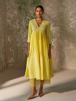 Load image into Gallery viewer, Serene Yellow Silk Kurta Set
