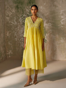 Serene Yellow Silk Kurta Set