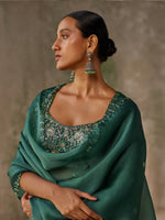 Load image into Gallery viewer, Surreal Green Silk Organza Lehenga Set
