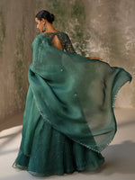 Load image into Gallery viewer, Surreal Green Silk Organza Lehenga Set
