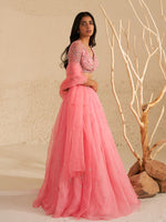 Load image into Gallery viewer, Camellia Pink Organza Lehenga Set
