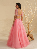 Load image into Gallery viewer, Camellia Pink Organza Lehenga Set
