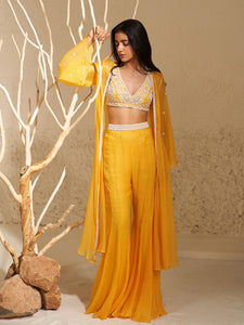 Daffodil Yellow Organza Jacket Set