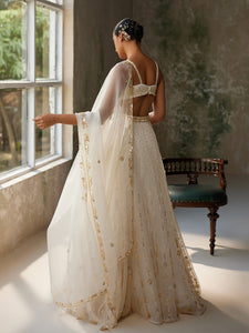 Snowdrop Ivory Silk Organza Lehenga Set