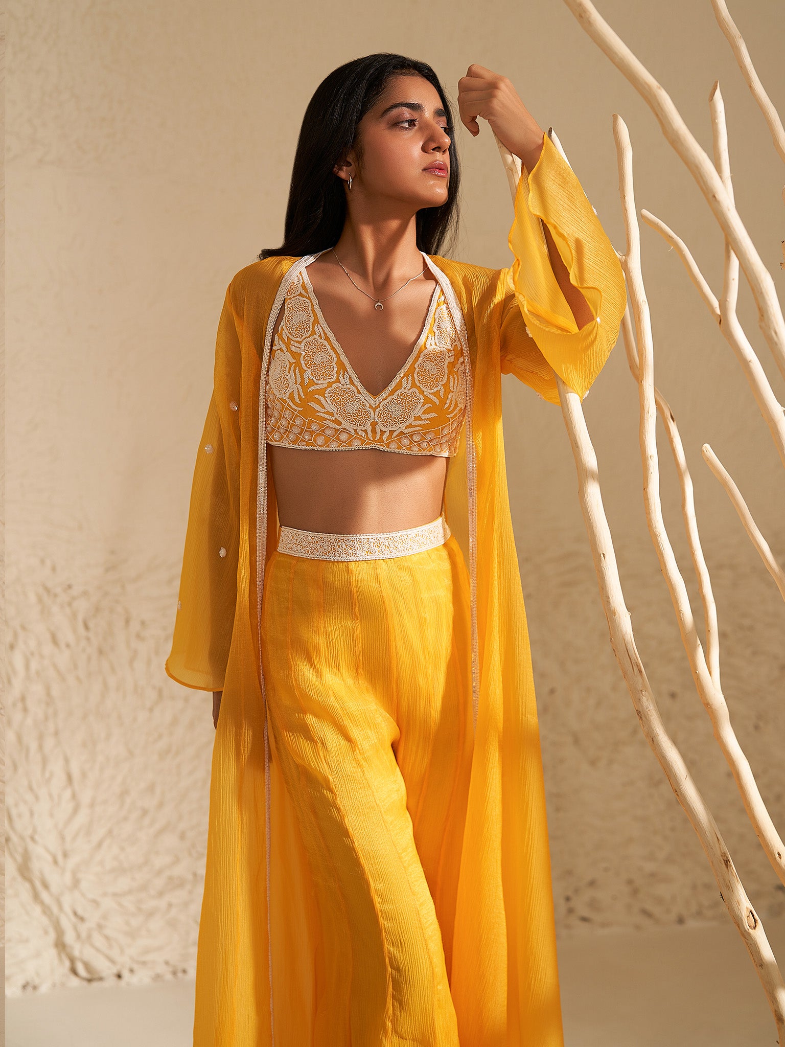 Daffodil Yellow Organza Jacket Set