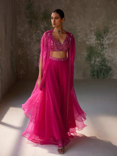 Pansy Hot Pink Organza Jacket Set – Zoon