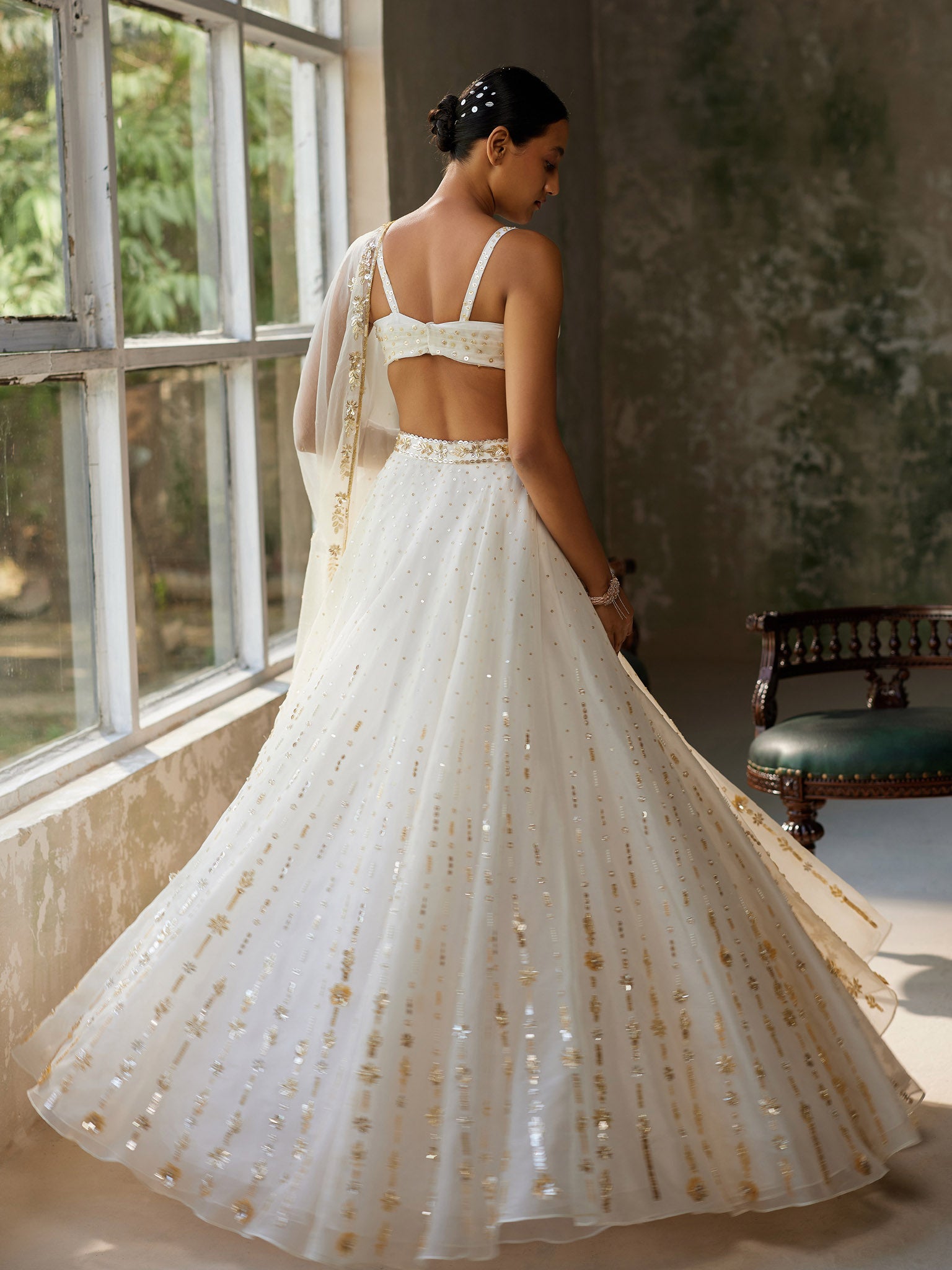 Snowdrop Ivory Silk Organza Lehenga Set