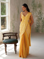 Load image into Gallery viewer, Sunflower Yellow Draped Saree Set
