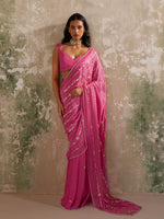 Load image into Gallery viewer, Phlox Rani Pink Draped Saree Set
