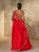 Load image into Gallery viewer, Gulmohar Red Silk Organza Lehenga Set
