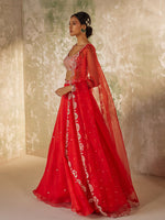 Load image into Gallery viewer, Gulmohar Red Silk Organza Lehenga Set
