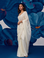 Load image into Gallery viewer, Petal Moon Ivory Draped Saree Set
