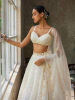 Load image into Gallery viewer, Snowdrop Ivory Silk Organza Lehenga Set
