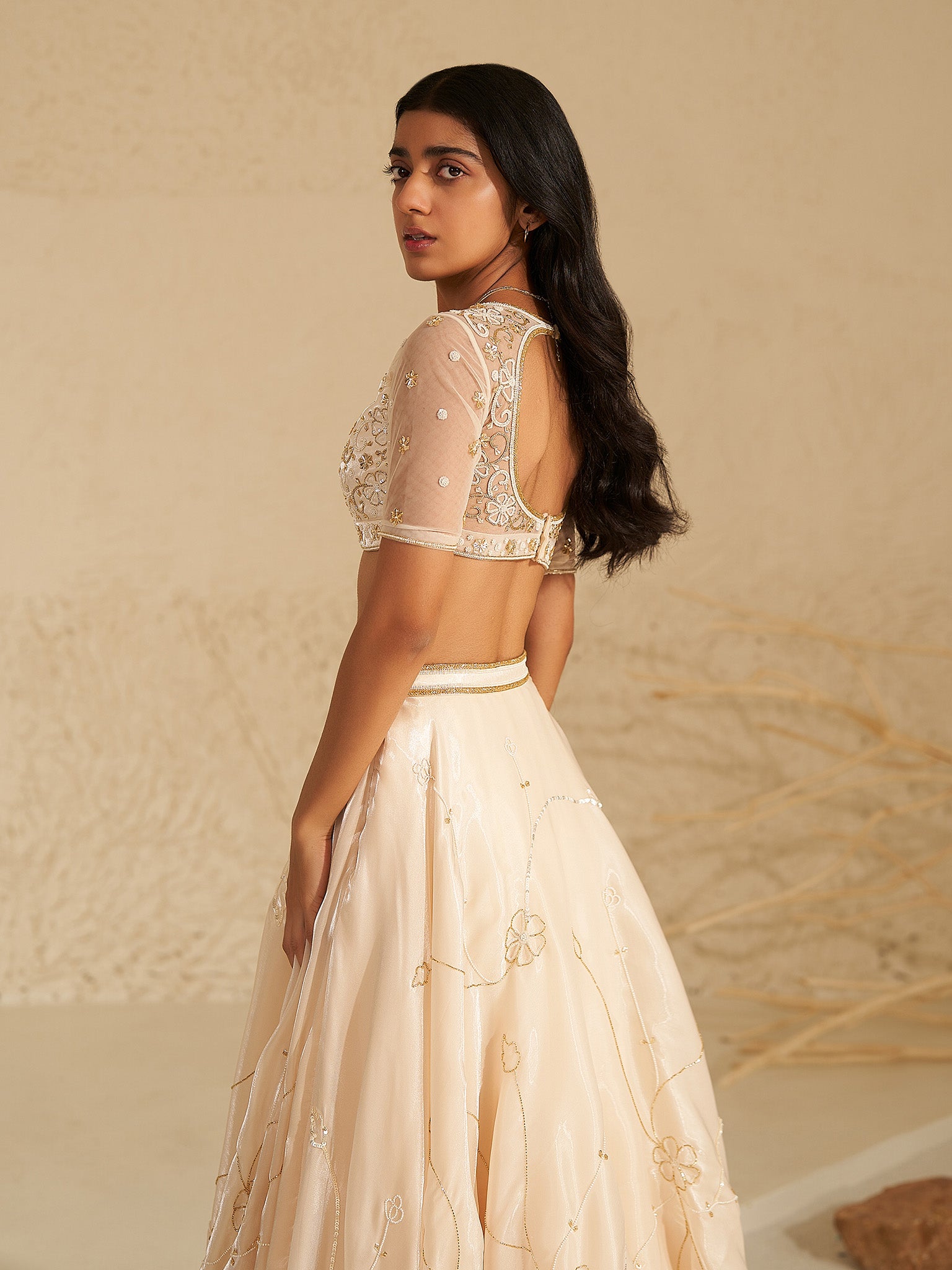 Daisy Cream Lehenga Set