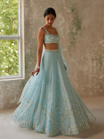 Load image into Gallery viewer, Blue Orchid Silk Organza Lehenga Set
