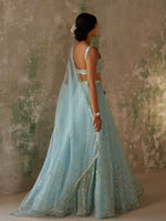 Load image into Gallery viewer, Blue Orchid Silk Organza Lehenga Set
