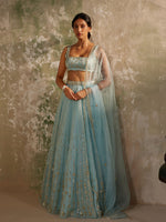 Load image into Gallery viewer, Blue Orchid Silk Organza Lehenga Set
