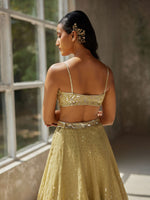 Load image into Gallery viewer, Ethereal Green Silk Organza Lehenga Set
