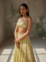 Load image into Gallery viewer, Ethereal Green Silk Organza Lehenga Set
