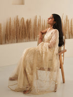 Load image into Gallery viewer, Daisy Cream Silk Organza Saree Set
