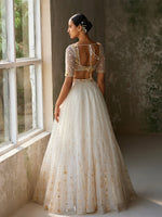 Load image into Gallery viewer, Freesia Ivory Silk Organza Lehenga Set
