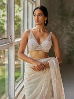 Load image into Gallery viewer, Elysian Ivory Silk Organza Saree Set
