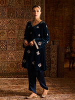 Load image into Gallery viewer, Avreen Teal Velvet Suit Set
