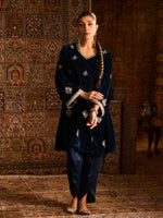 Load image into Gallery viewer, Avreen Teal Velvet Suit Set
