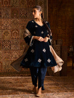 Load image into Gallery viewer, Avreen Teal Velvet Suit Set
