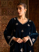 Load image into Gallery viewer, Avreen Teal Velvet Suit Set
