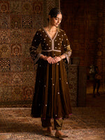 Load image into Gallery viewer, Mehruu Olive Velvet Suit Set
