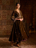 Load image into Gallery viewer, Mehruu Olive Velvet Suit Set
