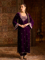 Load image into Gallery viewer, Rayaleen Purple Velvet Suit Set
