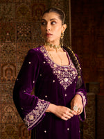 Load image into Gallery viewer, Rayaleen Purple Velvet Suit Set
