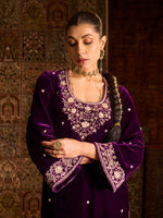 Load image into Gallery viewer, Rayaleen Purple Velvet Suit Set
