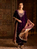 Load image into Gallery viewer, Rayaleen Purple Velvet Suit Set
