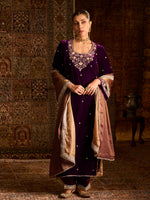 Load image into Gallery viewer, Rayaleen Purple Velvet Suit Set

